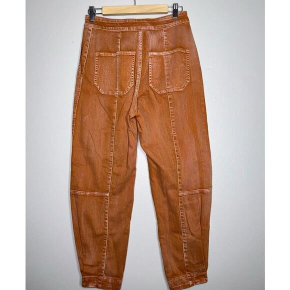 Ulla Johnson Storm Jean Rust Acid Wash Orange Barrel Pants Size 2 Pockets - Picture 7 of 10
